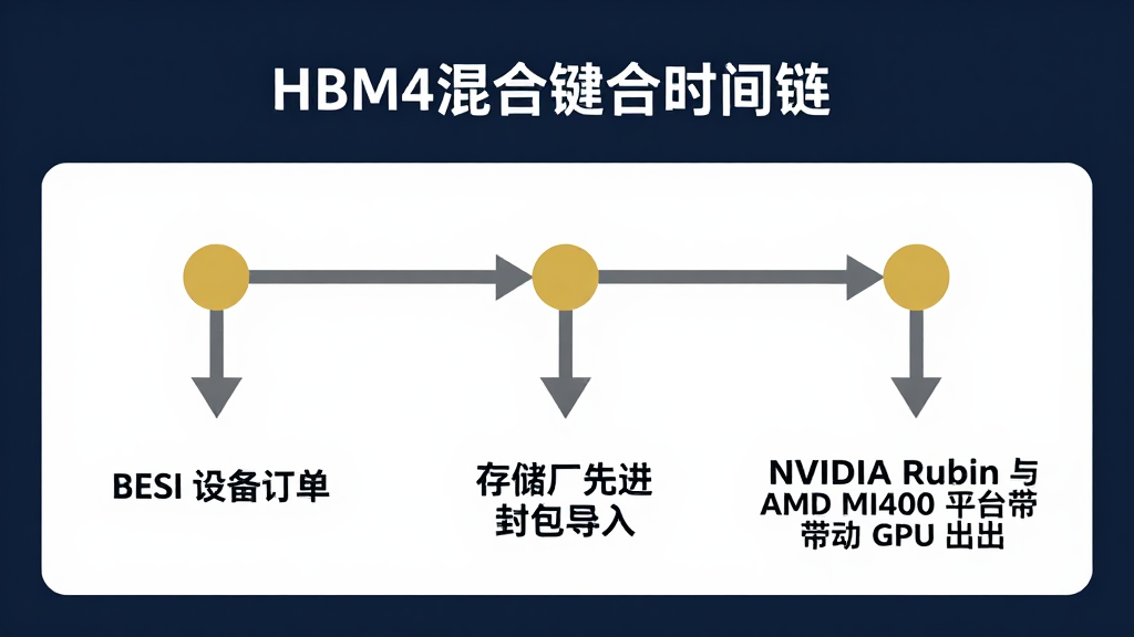 HBM4 混合键合时间链，BESI 设备订单，存储厂先进封装导入，NVIDIA Rubin 与 AMD MI400 平台带动 GPU 出货